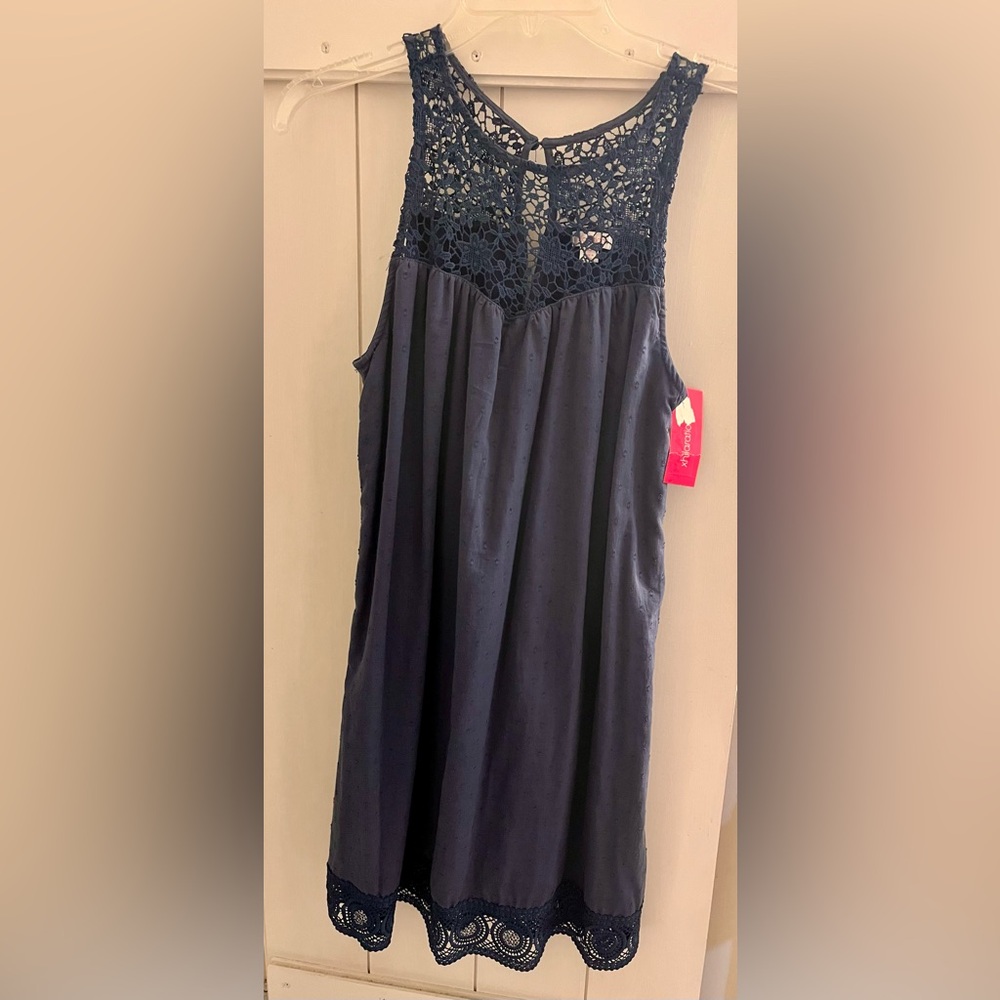 Xhilaration Navy Blue Lace-Trim Sleep Chemise